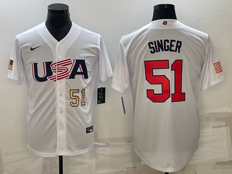 Men 2023 World Cub USA #51 Singer White Nike MLB Jersey3->more jerseys->MLB Jersey